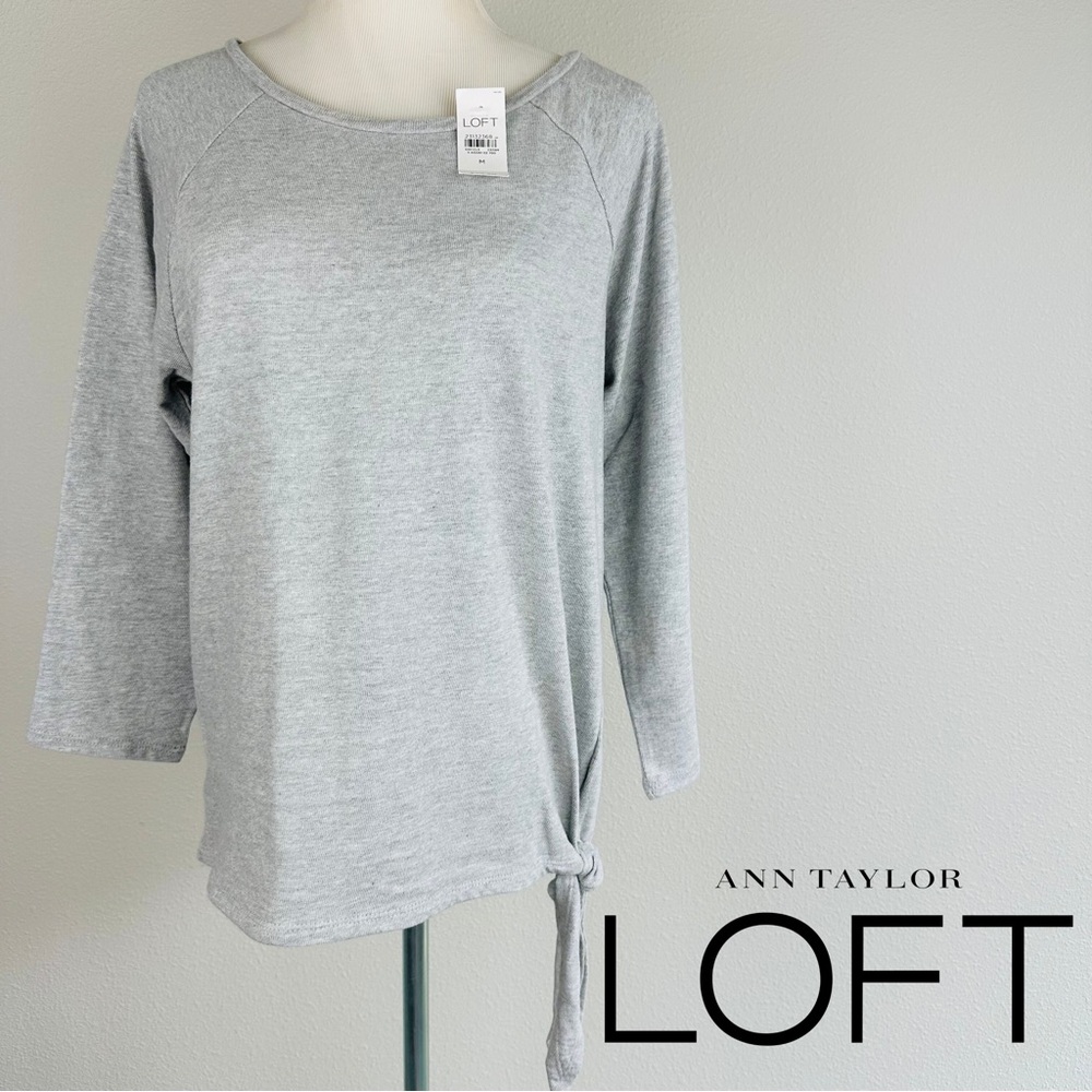 Ann Taylor‎ LOFT Gray Cotton Side Tie Raglan Knit Top NWT M 23132368